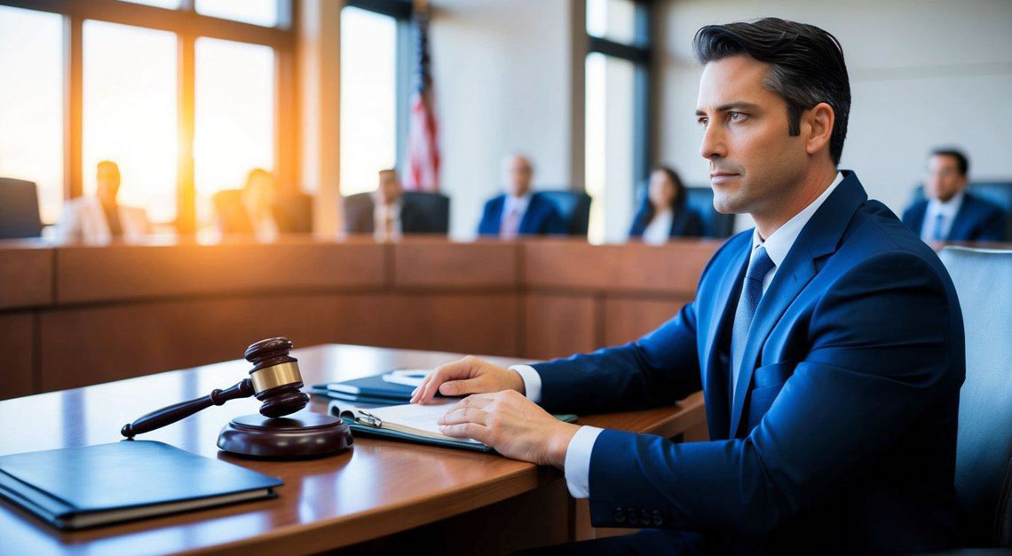 A specialized DUI lawyer confidently navigating the complex legal landscape in an Arizona courtroom